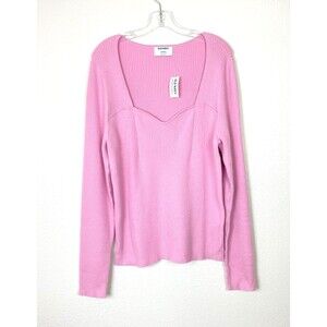 Old Navy NWT Stretchy Ribbed Sweater Size XXL Tall Pink Sweetheart Neckline